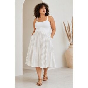 Torrid Midi Linen Button-Up Skirt Plus‎ Size 2X Vaca Summer Dress Code